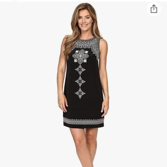 Vince Camuto Black Sleeveless Shift Dress - Picture 2 of 10